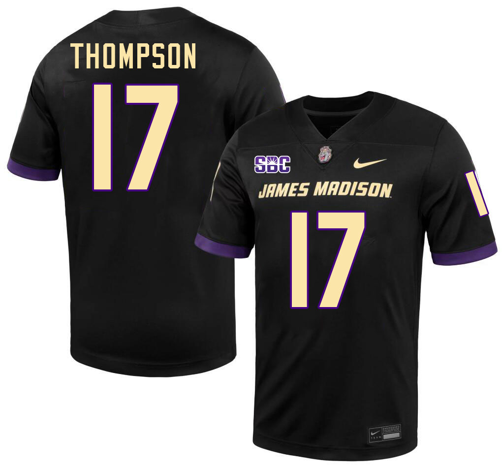 #17 Taylor Thompson JMU Jersey,James Madison Dukes Football Jerseys Stitched-Black